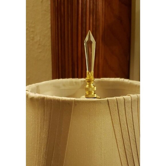 Crystal Lamp Finial Topper Faceted Cone Shape Brass Base 3" Tall Set of 2 - Picture 3 of 4